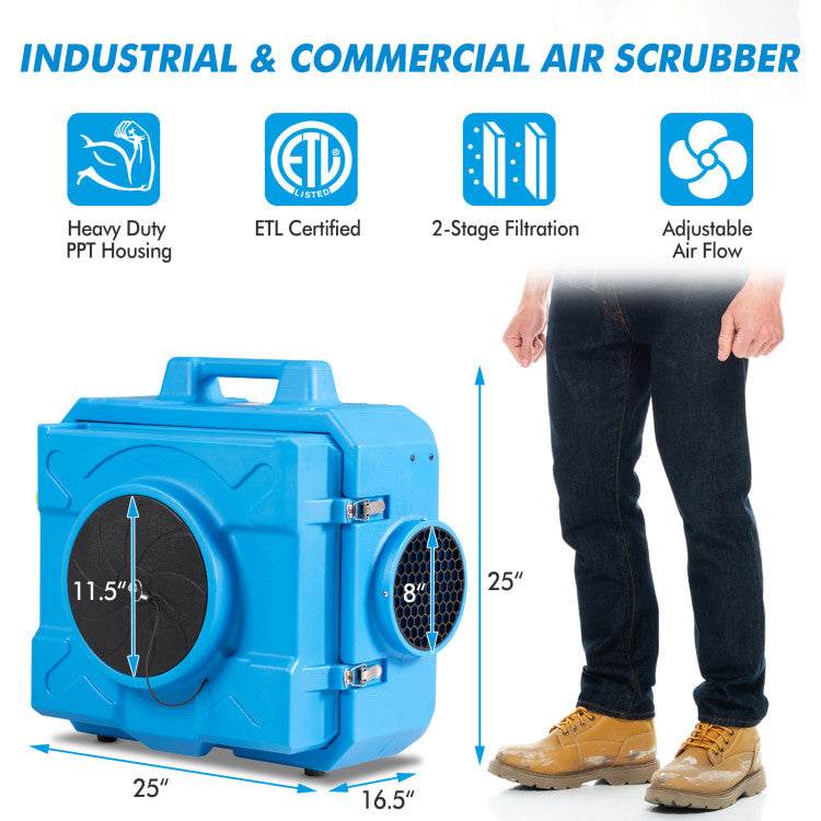 Safety-Certified and Interconnectable Air Scrubber: ETL Certified for safety, our air scrubber meets North American standards. Interconnect multiple units for customized air filtration. Manufactured with advanced technology and strict quality control measures, ensuring peace of mind for users.