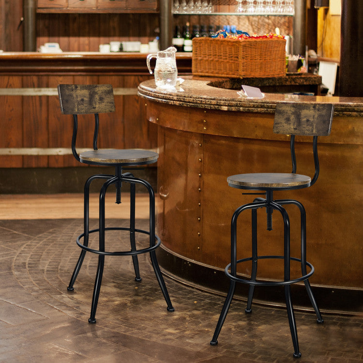 Embrace Industrial Chic: Elevate your space with these bar stools showcasing timeless industrial charm. The fusion of sleek black finishes and rustic-brown wood grains delivers a one-of-a-kind farmhouse aesthetic, making these kitchen stools stand out in bars, pubs, homes, and offices.
