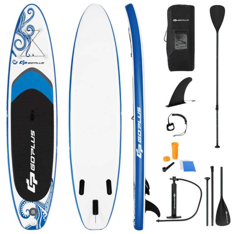 Complete SUP Kit: This adjustable paddle board package includes a manual air pump, backpack, safety leash, repair kit, and removable fin. Whether you crave the excitement of surfing, peaceful yoga on the water, or leisurely fishing, this kit has you covered. The choice is yours!