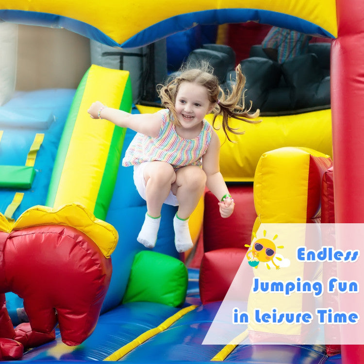 Endless Sliding Fun: There is an inflatable slide connected to the jumping area. Your children will love sliding out of the bouncer and getting in to jump through the door.