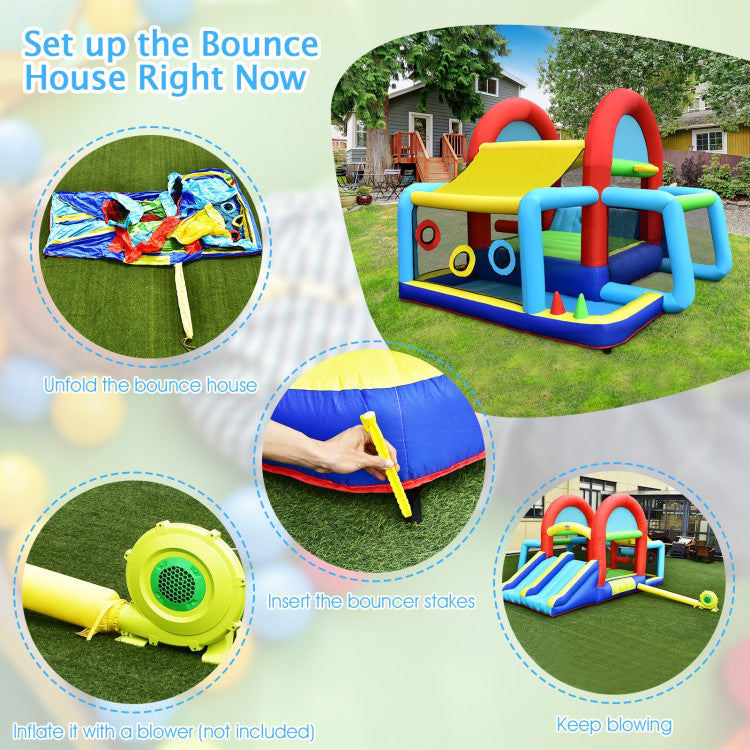 Premium Quality and Long-Lasting: Crafted from high-quality Oxford cloth in vibrant colors, this inflatable castle is designed for durability. Reinforced slide surfaces and jump cloth guarantee long-lasting use. Precision stitching adds tear resistance, ensuring the bouncer's extended lifespan.