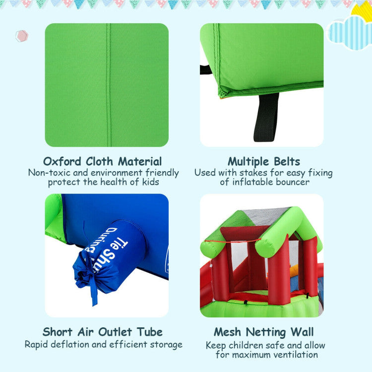Reliable Materials: Crafted from durable 420D Oxford cloth, with reinforced 800D Oxford cloth on high-use areas, this inflatable bounce house with water slide and splash pool is tough and puncture-resistant. The high-quality fabric is safe, non-toxic, gentle on sensitive skin, and odor-free.