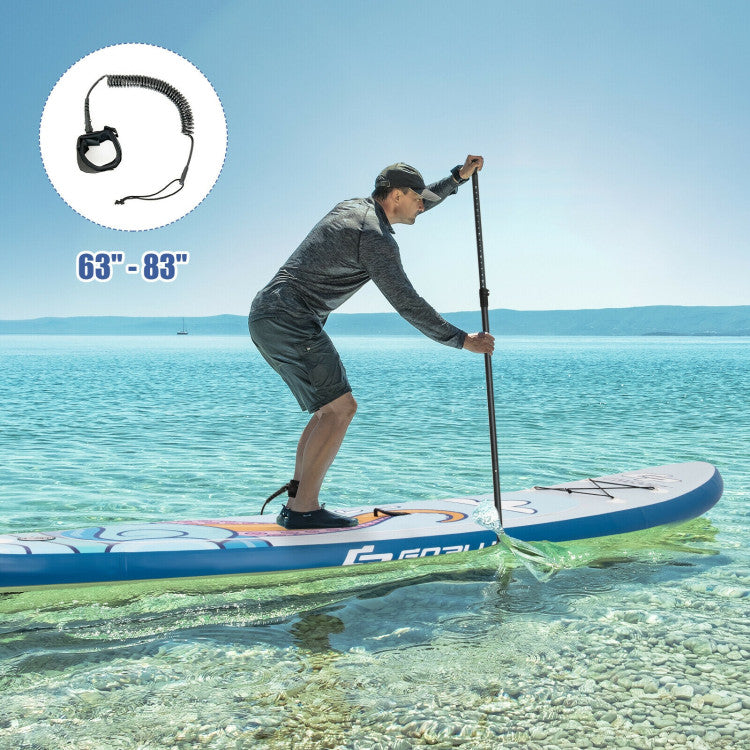 Adjustable Paddle for Easy Control: The removable triple-panel fins on the bottom make steering and handling this paddleboard a breeze. You can adjust the paddle's height from 63" to 83" to match your size and posture, allowing for effortless gliding on the water.