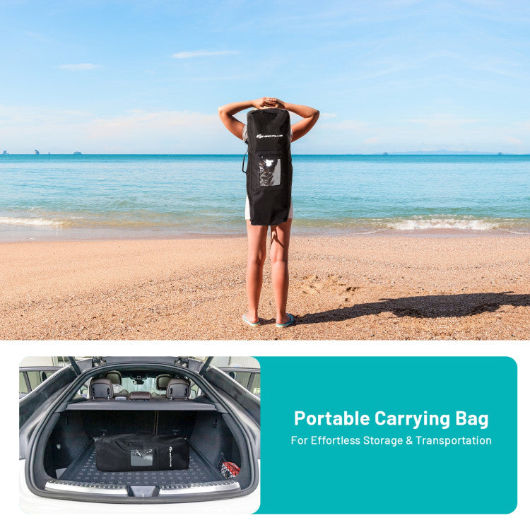 Portability and Storage Ease: When deflated and rolled up, simply pack your paddleboard into the included carry backpack. Additionally, a convenient carrying handle on the board makes transportation a breeze, ensuring hassle-free adventures.