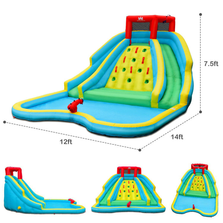 Effortless Setup and Storage: When inflated, the water park spans an impressive 12ft (L) x 14ft (W) x 7.5ft (H). Rapid inflation takes just minutes, and deflation is equally swift for quick storage. No need to wait long for endless water fun. (Recommended for use with the included 750W blower.)