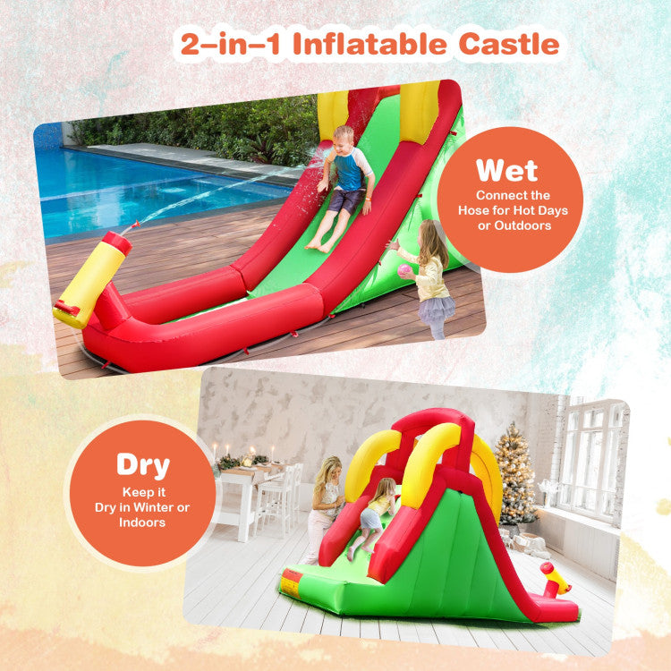 Thrilling Water Sliding: Enhance the fun by connecting the hose to a tap and using a powerful 480W air blower (suggested). Watch as your kids revel in endless excitement with the continuous spray head, providing an added splash of joy.