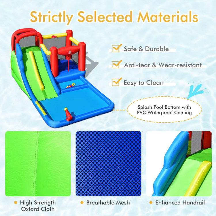Strictly Selected Materials: Made of high-strength 420D Oxford cloth, this water slide is safe, anti-wear, and fade-resistant for long-lasting service life. The waterproof surface with exquisite sewing avoids tearing and stripping, making it suitable for indoor and outdoor. Additionally, the safety net and enhanced handrail give your child extra protection.