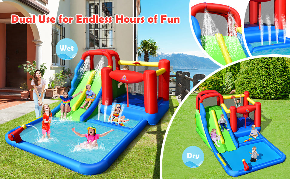 Inflatable Castle Kids Dual Water Slides Bounce House