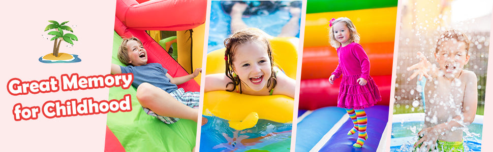 Outdoor Water Park Kids Bounce House With Blow Up Water Slides