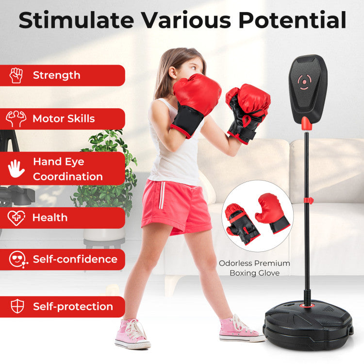 Versatile Fitness Fun: Break free from the confines of traditional play with our hassle-free punching set. No inflation is needed! Perfect for indoor or outdoor use, whether at a boxing gym, park, school, or home. Let your child exercise freely and enjoy endless play possibilities.