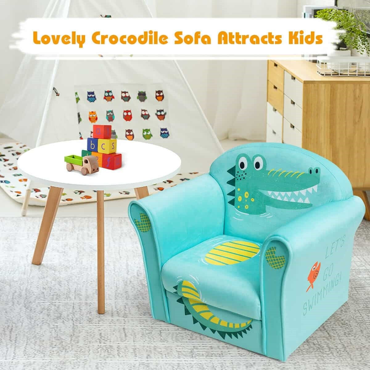 Perfect Kids' Gift: This adorable armrest kid sofa with crocodile pattern for kids is an ideal present that captivates their attention and nurtures their imagination. It offers a cozy and inviting space for children to indulge in reading, watching cartoons, snacking, and more.