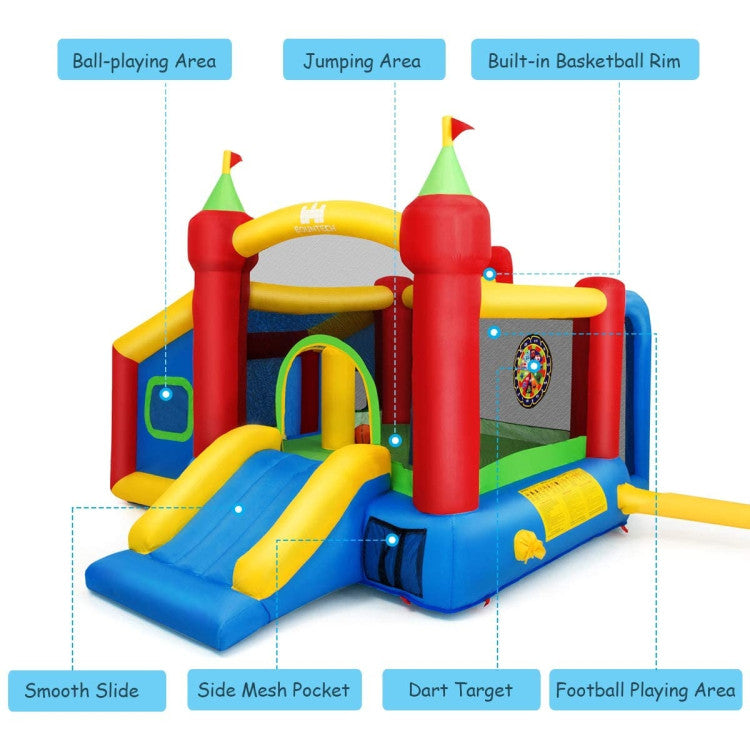 Enhanced Safety Measures: Our inflatable bounce house comes with a tall mesh wall, ensuring stability and safety during playtime. The mesh wall promotes ventilation and enables parents to easily supervise their kids from every angle in various play zones.