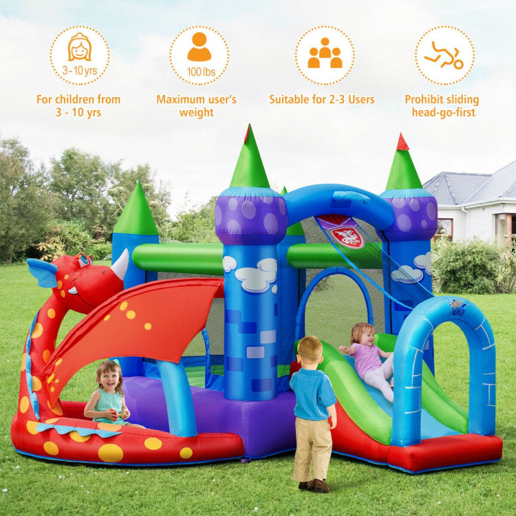 Active Play and Social Learning: Accommodating up to 3 children aged 3 to 10, this spacious bounce house encourages teamwork and camaraderie. As kids indulge in exhilarating play, they embrace sportsmanship and the joy of sharing, all while enjoying a dynamic experience with a remarkable 300lb load capacity.