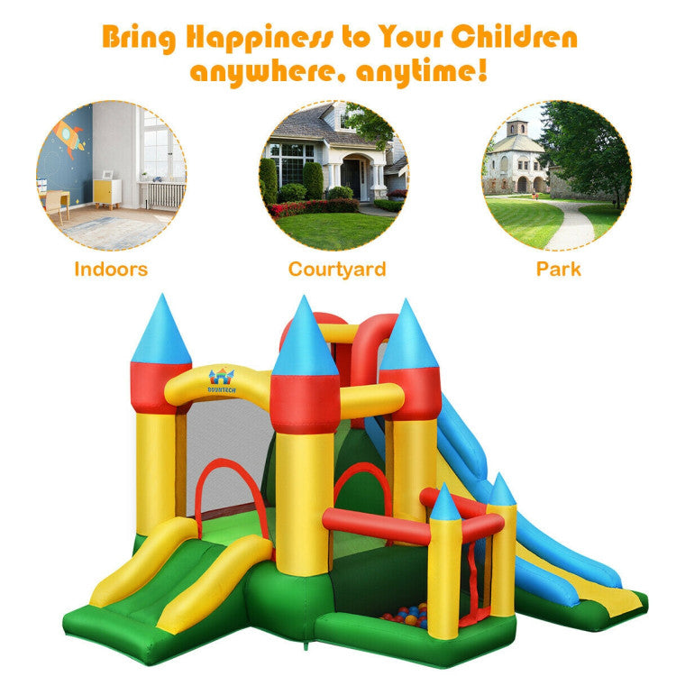 Endless Entertainment: Transform your home or backyard into a kids' wonderland with this inflatable dragon bouncer! Designed for ages 3-10, it's the ultimate source of fun all year round, whether it's a scorching summer day or a cozy winter playtime. Suitable for indoor and outdoor use, accommodating up to 5 kids at once.