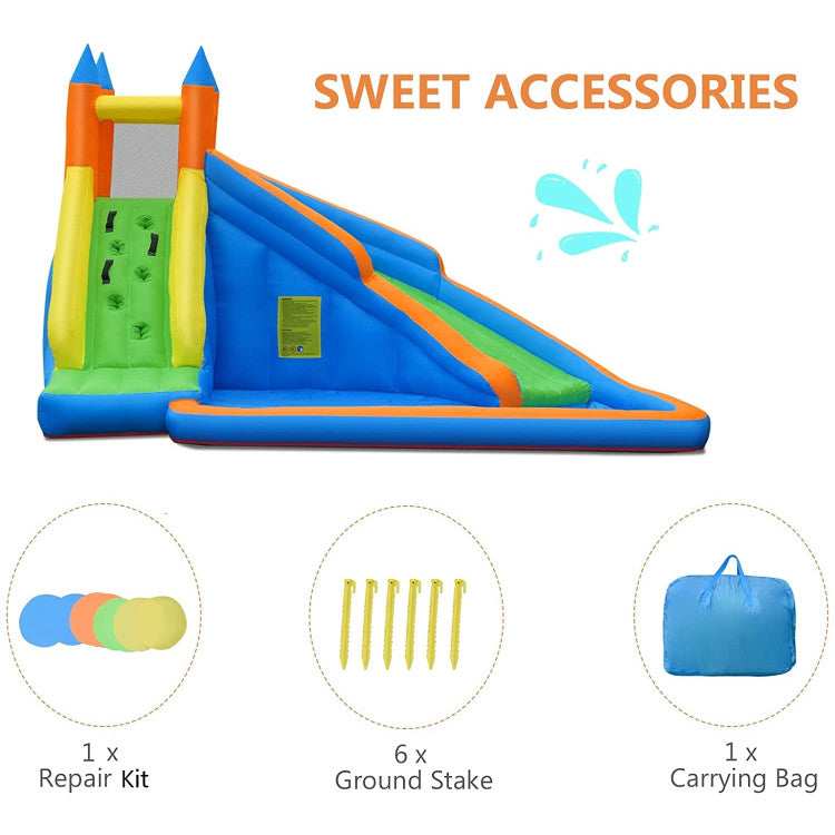 Bonus Accessories Included: This inflatable jumping house comes with a storage bag for convenient storage, a repair kit for ongoing use, and 6 bouncer stakes to fortify stability. A perfect gift for your kids.
