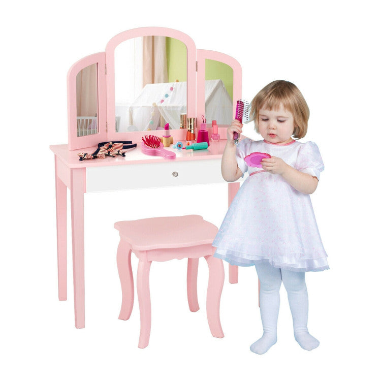 The Perfect Gift for Little Princesses: Every little girl dreams of being a princess and dressing up in style. Our dressing table set boasts a beautiful and unique design that will make your child feel like royalty. It's the ideal choice for a birthday or Christmas gift that will delight your little one.