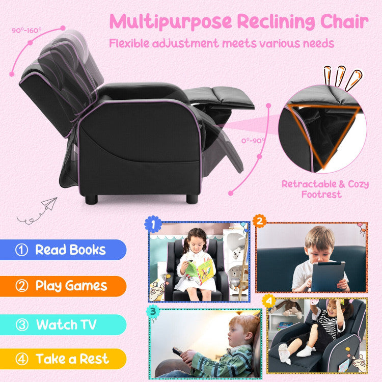 Premium Kids' Recliner Chair: Elevate your child's comfort with this premium recliner chair. Its innovative pushback design allows easy adjustment from 90° to 160°, making it perfect for reading, gaming, watching TV, or relaxing.