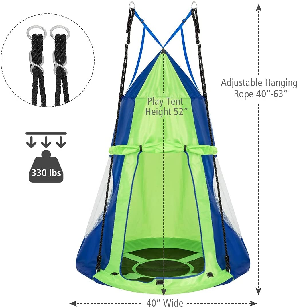 Multi-Use: Featuring a giant playing zone-40” diameter, this saucer tree swing is large enough for two or three children to swing and play together to promote teamwork and social skills. And length adjustable braided ropes from 40” to 63” fit different hanging ways and kids in different height.