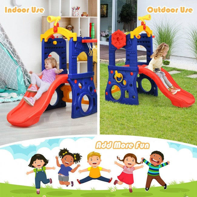● Ideal Gifts for Boys and Girls: With interesting castle style and colorful appearance, this kids slide can immediately attract children's attention. Weather and fade-resistant all-plastic design makes this slide set can use indoors and outdoors, which is the perfect companion for children from 3 to 8 years old.