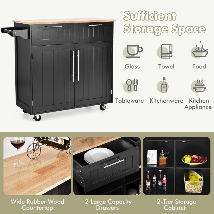 Sufficient Storage Space and Towel Rack:  This kitchen trolley offers excellent organization with two utility drawers and double doors. Its simple yet practical design ensures efficient use of space, making it an ideal addition to any kitchen.