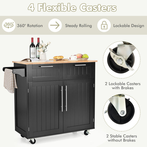 Smooth Mobility with Lockable Casters: Equipped with four flexible casters, including two lockable ones, this cart can be effortlessly moved around. It is a valuable addition to any apartment or home, offering additional counter space in your kitchen.