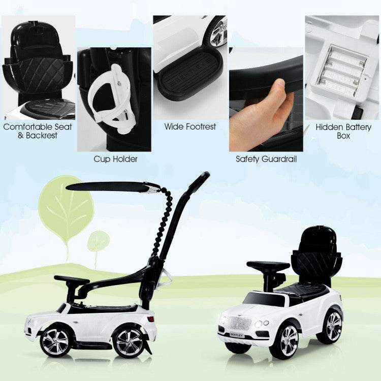 Safe & Practical Design: Equipped with safety guardrails, the Bentley licensed car protects kids from falling off. The backrest avoids kids' leaning back. Removable footrest and comfortable TPR seat help kids to relax. Apart from that, storage compartment under seat and cup holder enable parents to place belongings.