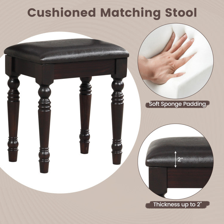 Comfortable Makeup Experience: Enhance your makeup routine with the included cushioned stool, filled with 2" thick soft sponge padding for comfort and style.