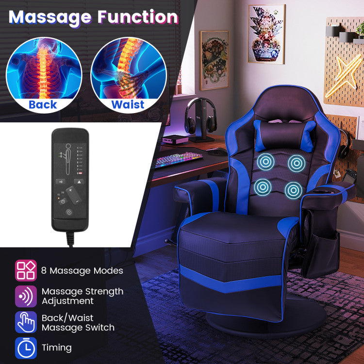 Revitalize with Relaxing Massages: Elevate your gaming experience with our chair's 4 massage points targeting your waist and back. Choose from 8 modes, adjusting strength and time for ultimate fatigue relief.