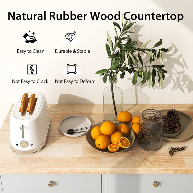 Premium and Durable Countertop: The natural rubber wood countertop is not only perfect for food preparation but also adds an elegant touch to your kitchen. Crafted from high-quality rubber wood, it is durable, stable, and resistant to cracking, ensuring long-lasting performance. Additionally, it's easy to clean, saving you time and effort.