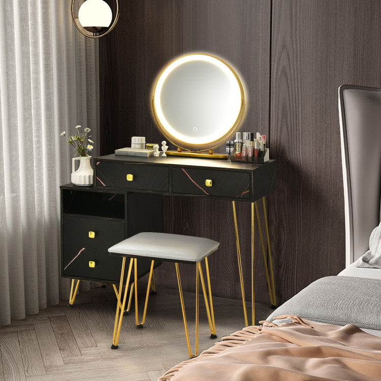 Elegant Style and Exquisite Workmanship: The stylish and sleek design of this makeup desk makes it a charming highlight to your dressing area. And you can place this dressing table in the bedroom, dressing room for personal use, or in the makeup studio for commercial use. What's more, the smooth and waterproof surface is easy to clean.