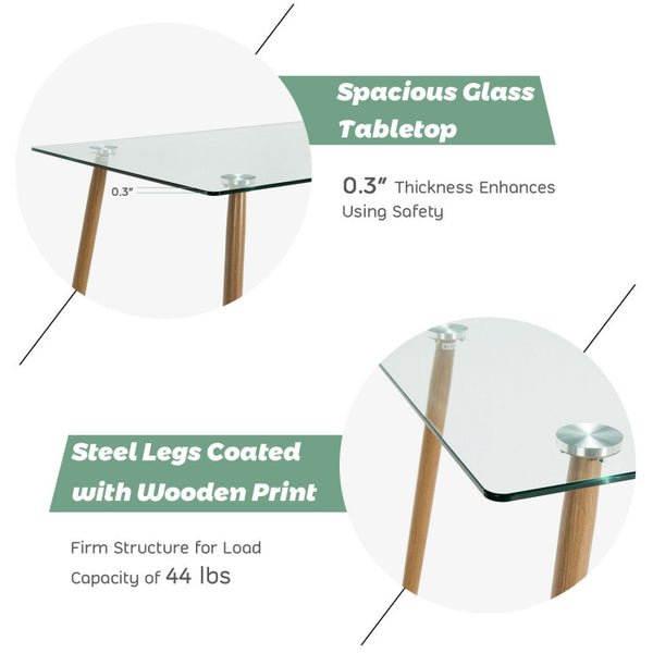 Spacious and Stylish Glass Tabletop: The large glass tabletop enhances the visual appeal of this dining table, striking a perfect balance between simplicity and sophistication. Its generous size provides ample space for studying, working, and enjoying meals comfortably. The smooth, beveled edges with a thickness of 0.3" not only ensure stability but also prevent accidental scratches.