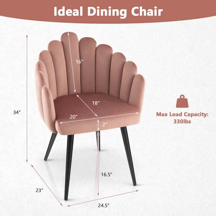 Designed for Maximum Comfort: The dining chairs feature a unique petal-shaped design, with a 16" high backrest seamlessly connected to the armrests. This ergonomic shape provides excellent support and a sense of security, making you feel embraced and ensuring stable and comfortable seating on the 20" x 18" (L x W) seat.