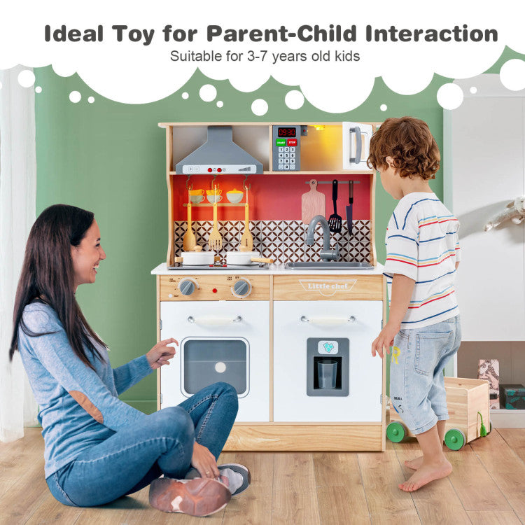 Safe and Reliable Wooden Structure: This kids' play kitchen is constructed with P2 MDF to ensure a lasting and stable structure. The surface is smoothly polished without odor and is easy to clean. This kitchen playset safely meets and exceeds the ASTM and CPSIA standards guaranteeing a good playing environment for kids.