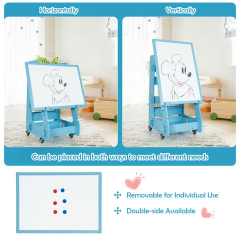 Additional Storage Space: Stay organized with additional storage space on the kids' easel. Featuring a generous bottom layer and two back compartments, this easel provides ample room for all drawing tools and accessories, keeping everything tidy and within reach.