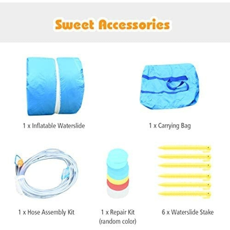 Bonus Accessories: We've got you covered! Included are a water hose for added excitement, a repair kit for easy maintenance, 6 sturdy stakes for stability, and a convenient carrying bag. Everything you need for non-stop aquatic adventures!