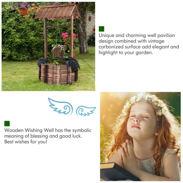 Practical Usage and Beautiful Decoration: Transform your outdoor space with our rustic yet stylish wishing well planter and pavilion design. This beautiful decoration adds charm to your lawn, backyard, or garden, creating a natural and lively ambiance that is sure to impress.
