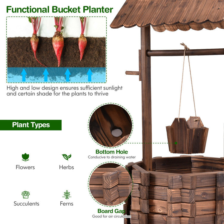 Abundant Planting Space: Experience the joy of gardening with our spacious bucket and well, providing ample room for your favorite plants and flowers. Watch your garden or patio come to life, radiating charm and attractiveness, making it the perfect focal point for any outdoor setting.
