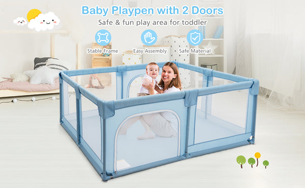 360° Visible Baby Playpen with Mat and Breathable Mesh