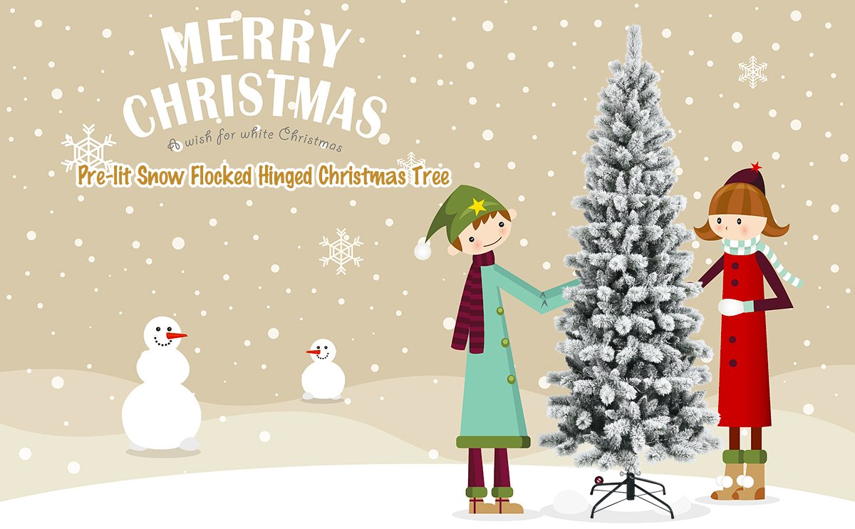 Full-Bodied and Charming Appearance: Crafted with 423 branch tips and snow-flocked leaves, the 6ft snow-flocked Christmas tree is lush and will give you an elegant look. Featuring a simple style, there are no extra decorations on the tree, offering you plenty of space to hang ornaments. Accordingly, you can decorate it according to your preference.