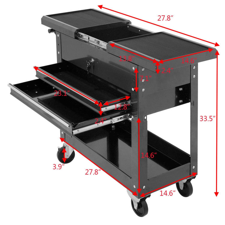 Heavy-Duty Performance: Boasting a hefty 350 lbs weight capacity, our tool cart is engineered to handle the toughest tasks. Overall size: 31" x 15" x 33" (L x W x H). Unleash unmatched strength for your workshop needs.