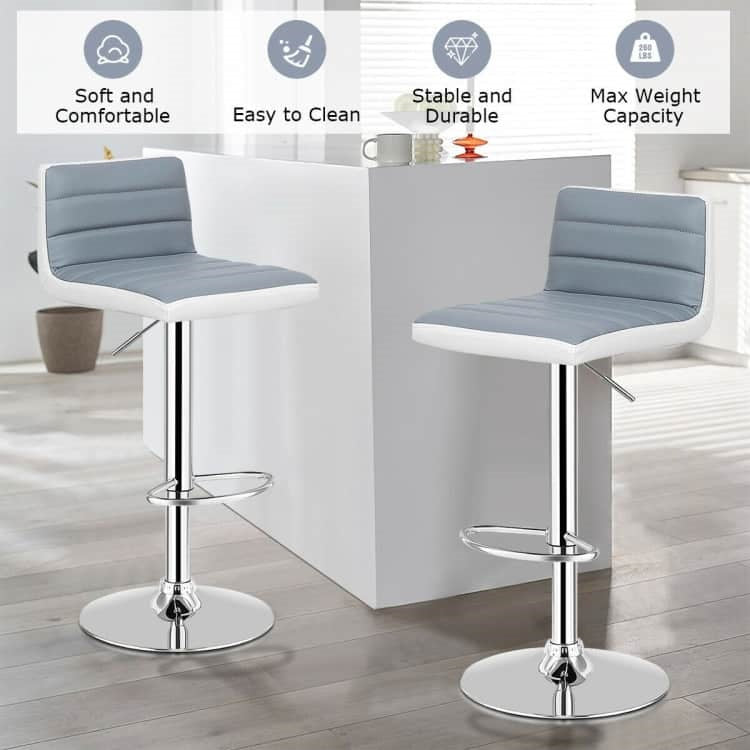 Floor Protection: Resting on a sturdy circular chrome steel base, these bar stools feature a 14.1" rubber ring that prevents scratching and marks on your floors. You can enjoy worry-free placement without compromising the integrity of your flooring.