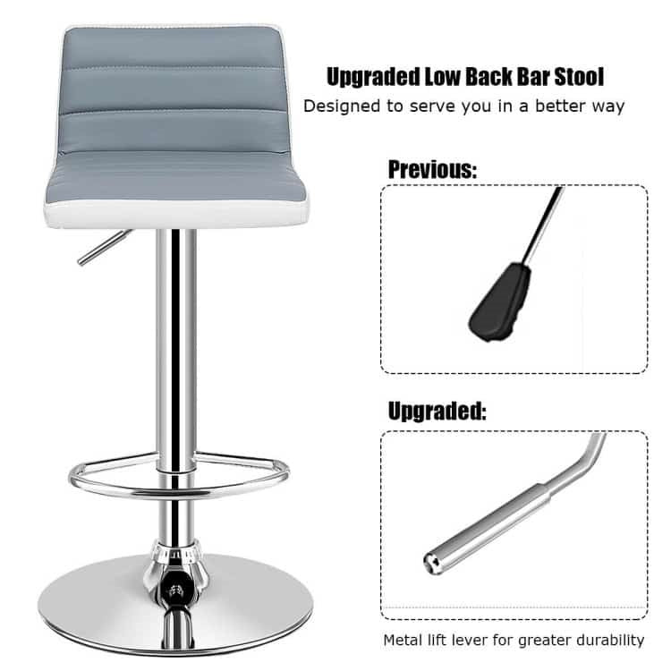 Stable and Long-lasting: Crafted with high-quality PU leather and chrome steel, these stools are built to last. They are resistant to wear and aging, ensuring durability over time. The side pneumatic handle allows for easy and safe height adjustment, ranging from 23" to 31".