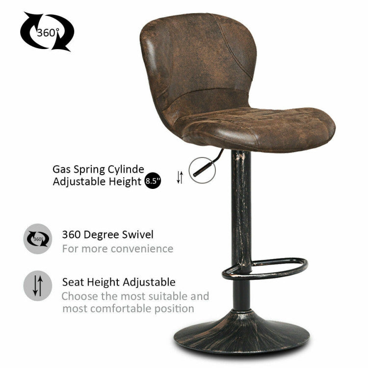 Adjustable Seat Height with Ease: Enjoy the convenience of adjusting the seat height of these bar stools from 24" to 32.5" using the gas-lift handle. This flexibility ensures they complement a variety of table heights, enhancing your overall seating experience.