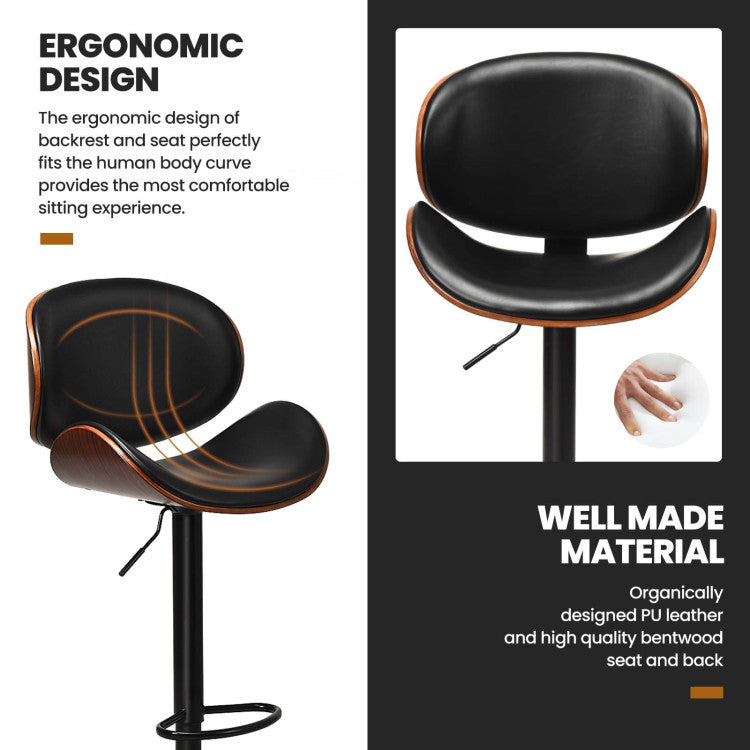Ergonomic Comfort: Our bar stools feature a comfortable back design with soft PU leather and a cushioned sponge, providing excellent lumbar support. Plus, a curved footrest adds extra leg comfort, making it the perfect spot to kick up your feet.