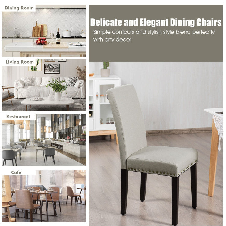 Versatile Style for Effortless Coordination: The rivet design surrounding the seat adds a touch of luxury and elegance to your living space. With its simple yet stylish design, this dining chair set effortlessly complements any furniture style. Whether for your kitchen, dining room, restaurant, bistro, or café, these chairs are a perfect fit.