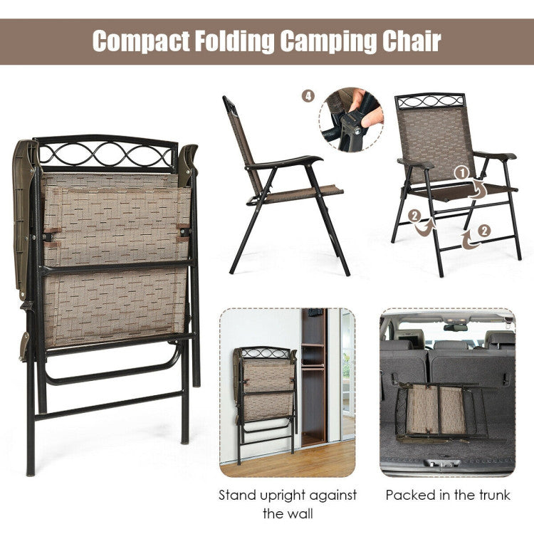 Foldable and Portable: Designed with convenience in mind, these chairs are foldable and equipped with a lock catch device. This allows you to easily fold and store them, saving valuable space when not in use. Whether you're going camping or fishing, these compact chairs are perfect for on-the-go adventures.