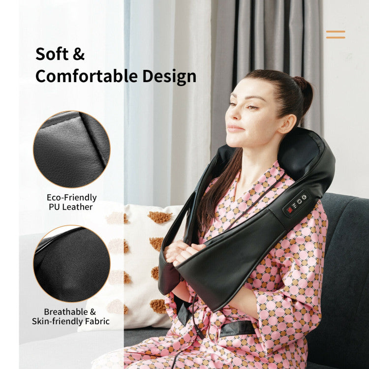 Durable Material & Ergonomic Design: Crafted from high-quality PU leather and featuring a breathable, skin-friendly fabric for the massage area, our neck massager offers a soft and comfortable experience. The U shape and ergonomic handles ensure maximum massage reach and capacity, making it a durable and stylish addition to your relaxation routine.