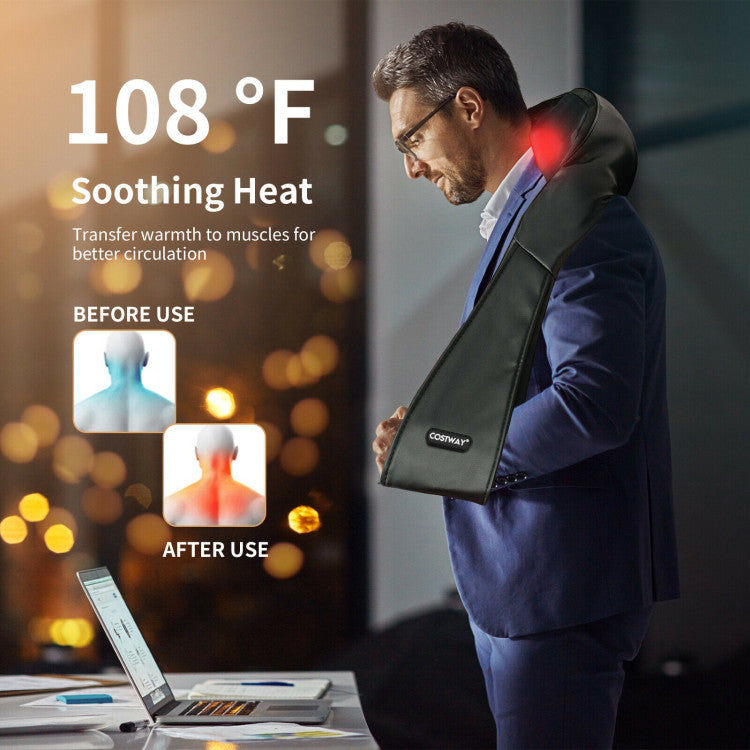 Advanced Heat Therapy: Experience advanced heat therapy that effectively soothes fatigued muscles and enhances blood circulation. The built-in heating function, coupled with a 20-minute auto shut-off and overheating protection, ensures safety and relaxation, making it perfect for use even as you drift off to sleep.