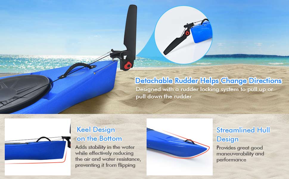 Single Sit-in Kayak Fishing Kayak Boat With Paddle and Detachable