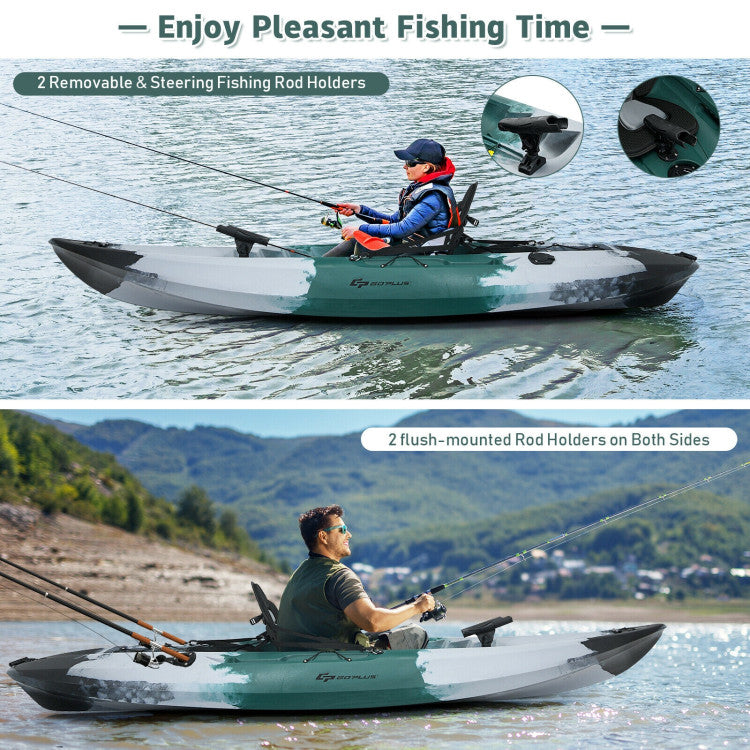 Fishing-Friendly Features & Comfortable Seating: Equipped with 2 removable and adjustable fishing rod holders and 2 flush-mounted rod holders, this kayak is perfect for anglers. The padded seat is comfortable and removable, providing ample support during long days on the water.